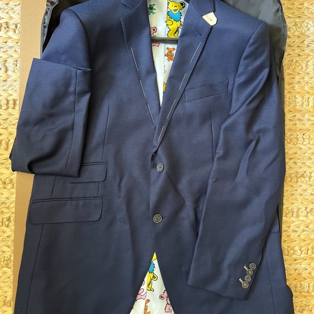 NWT Grateful Dead Sharkskin Blue Dancing Bear Sport Coat. Size 48. NWT - Picture 6 of 10